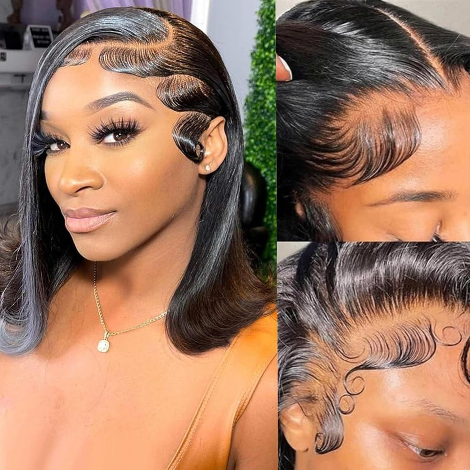 Rnsnwiee short bob wig with 13x4 lace front for versatile daily looks