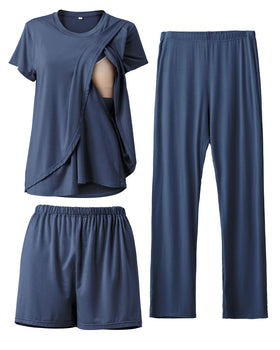 Rnxrbb postpartum nursing pajama top with double-layer for discreet feeding.