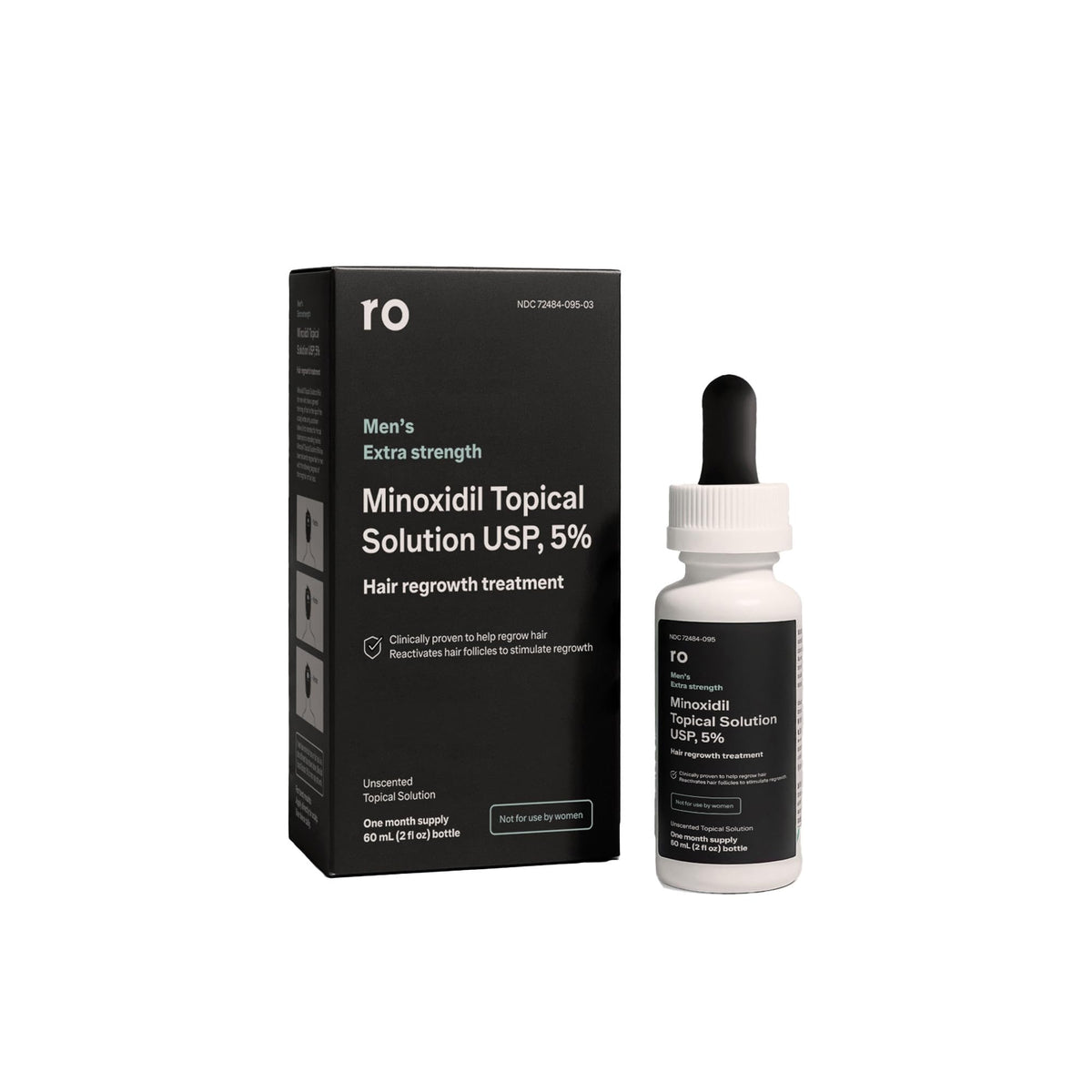 Ro Roman Minoxidil 5% bottle shown for easy at-home scalp application and potential regrowth support