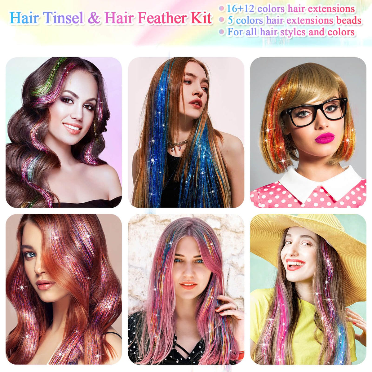 Roadplum 17-inch feather extensions add bold color pops.