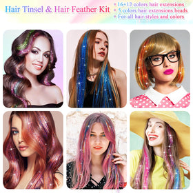 Roadplum 17-inch feather extensions add bold color pops.