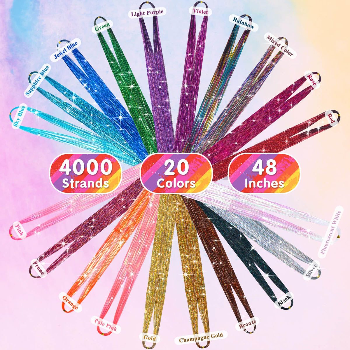 ROADPLUM hair tinsel 48 inch length for versatile looks