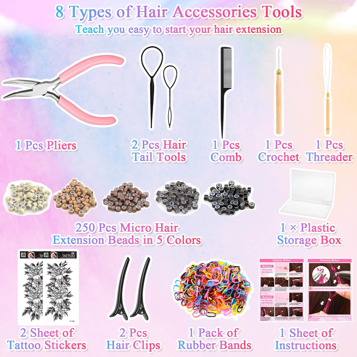 ROADPLUM hair tinsel colors 20 shades for playful customization