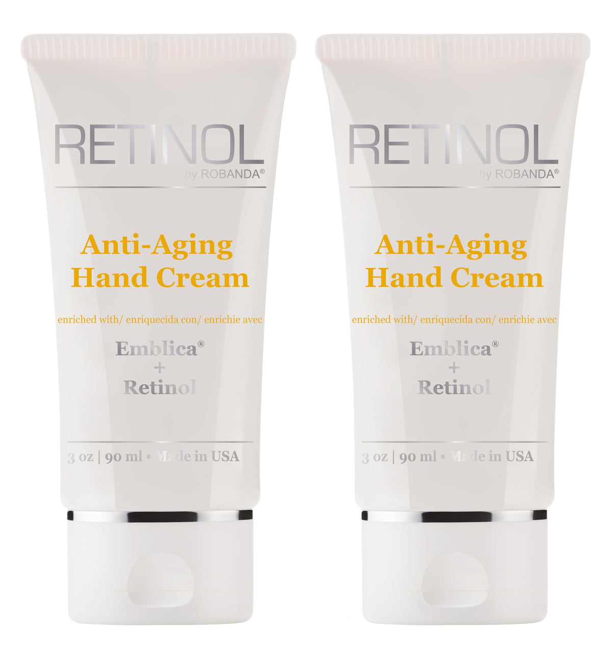 Robanda Retinol Hand Cream bottle front view supporting hydration and anti-aging care
