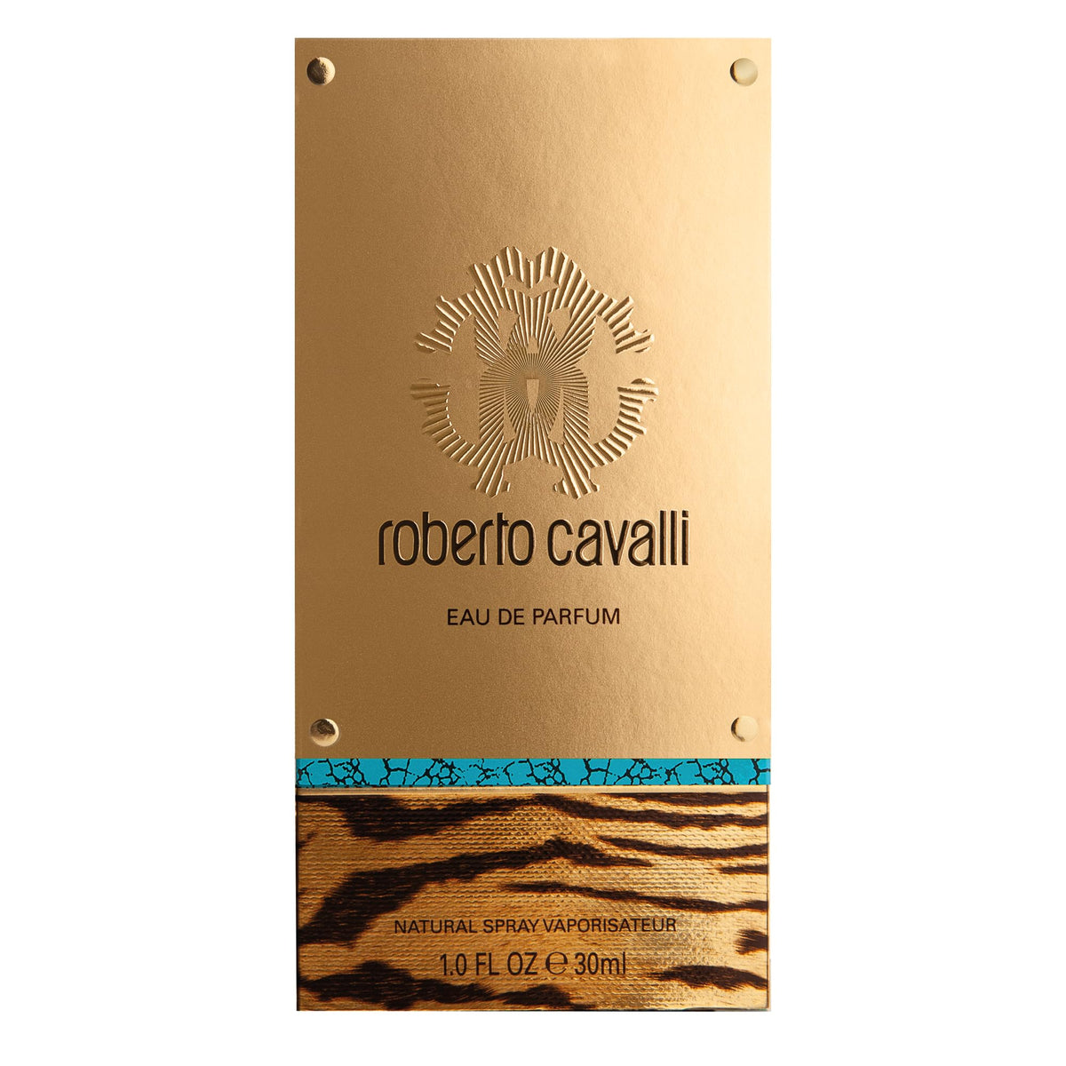 Roberto Cavalli Signature tiger-print necklace detail enhances bold glamour