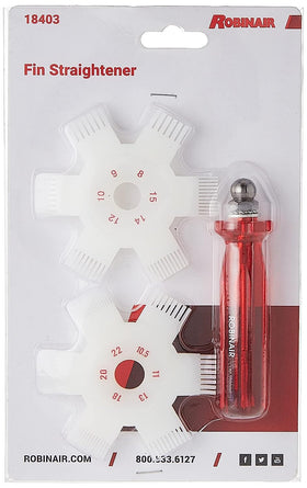 Robinair 18403 fin straightener showing compact design for tight spaces and easy fin cleaning.