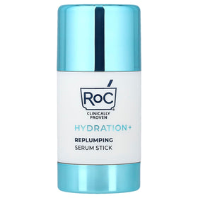 RoC Hydration + Replumping Serum Stick application shows instant cooling hydration.