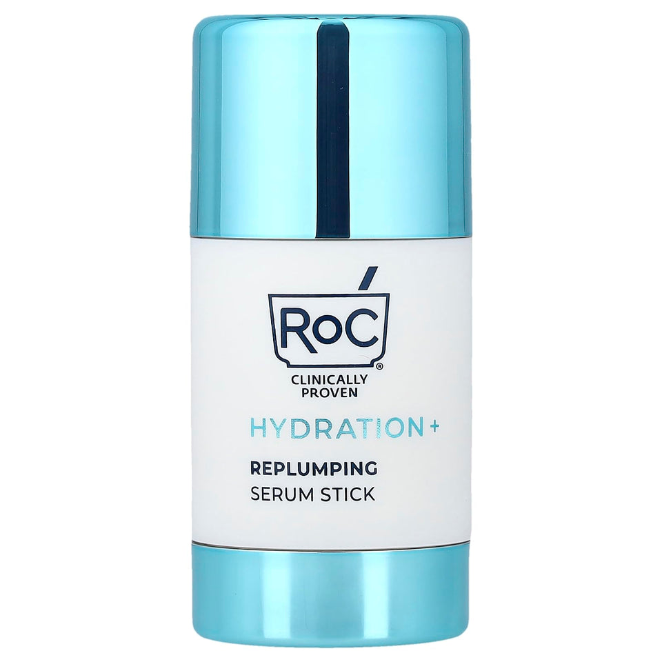 RoC Hydration + Replumping Serum Stick application shows instant cooling hydration.