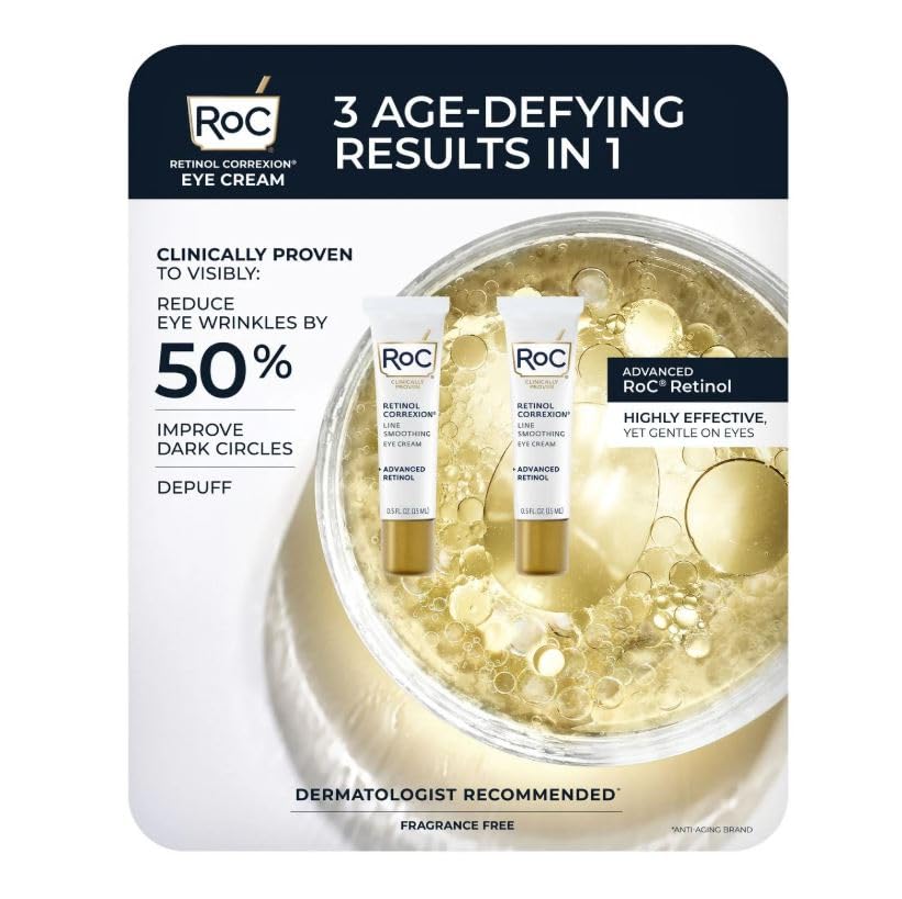 RoC Retinol Correxion Eye Cream close-up texture showing silky, lightweight formula for delicate eye skin