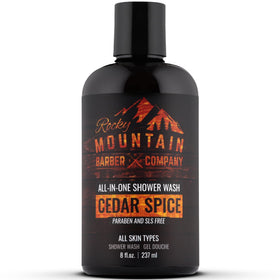 Rocky Mountain Barber Co Cedar Spice all-in-one bottle for streamlined grooming routine