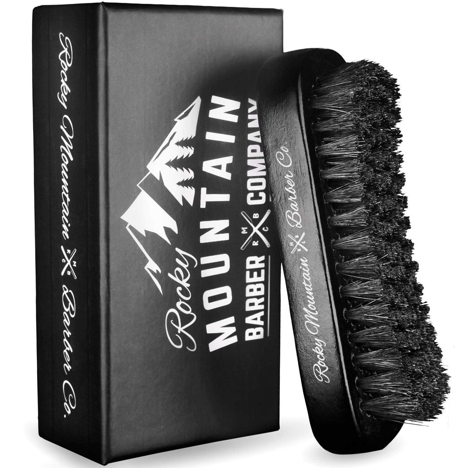 Rocky Mountain Barber Co men's hair brush with wood handle for precise grooming