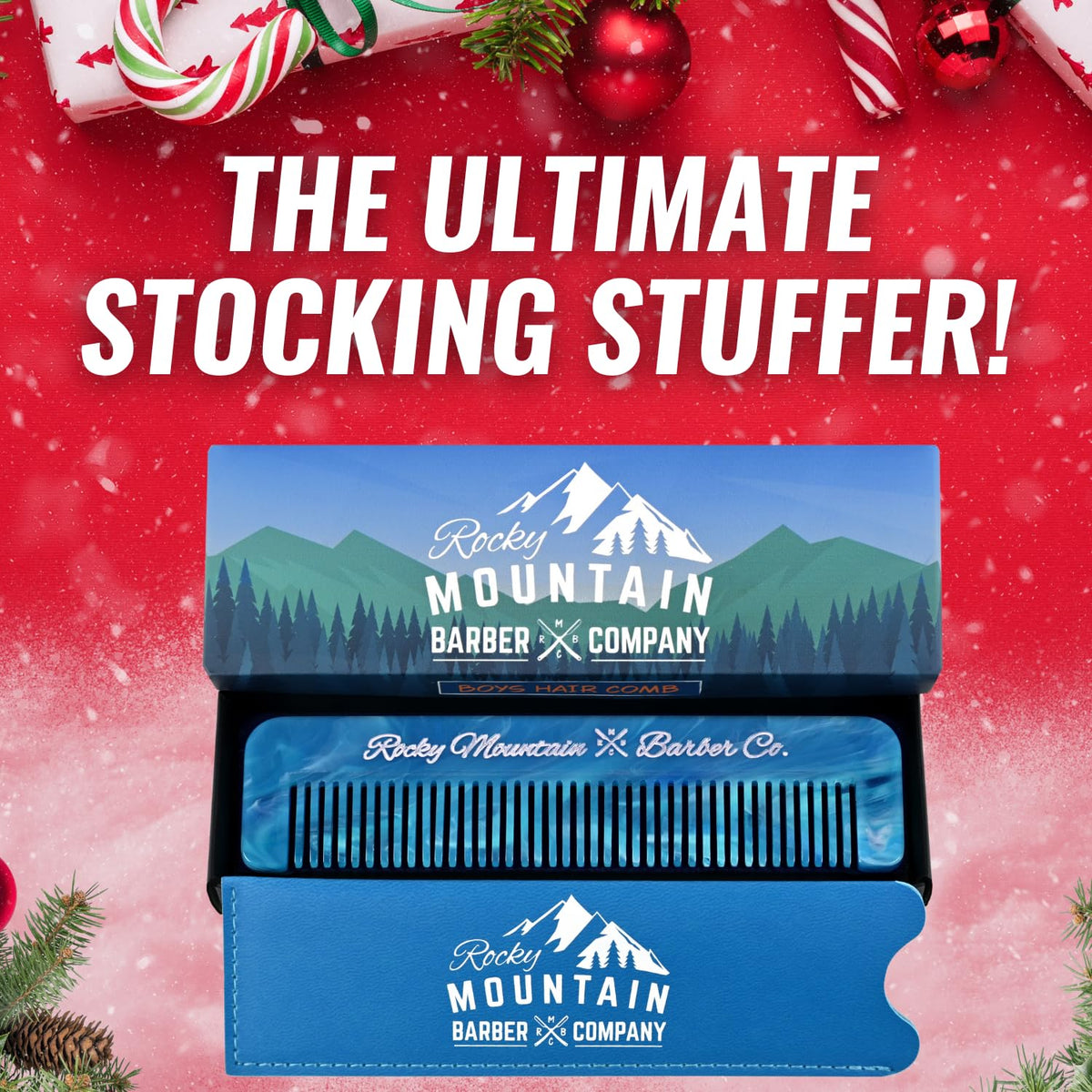 Rocky Mountain Barber comb with travel pouch ready for on-the-go grooming