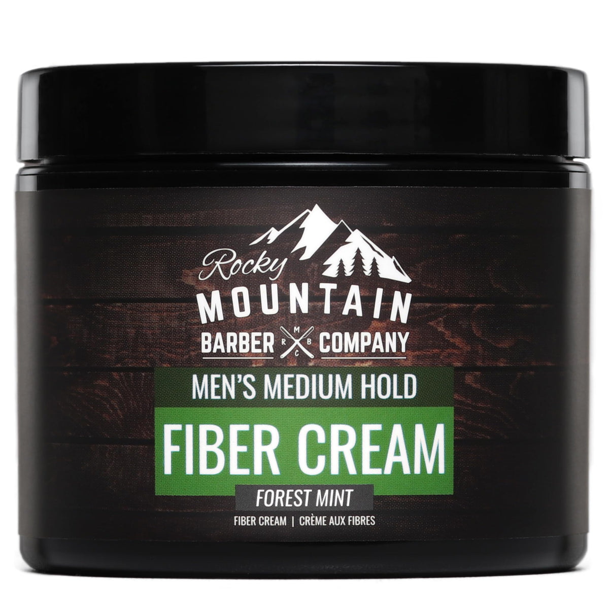 Rocky Mountain Barber Company Men's Fiber Cream bottle showing medium hold.