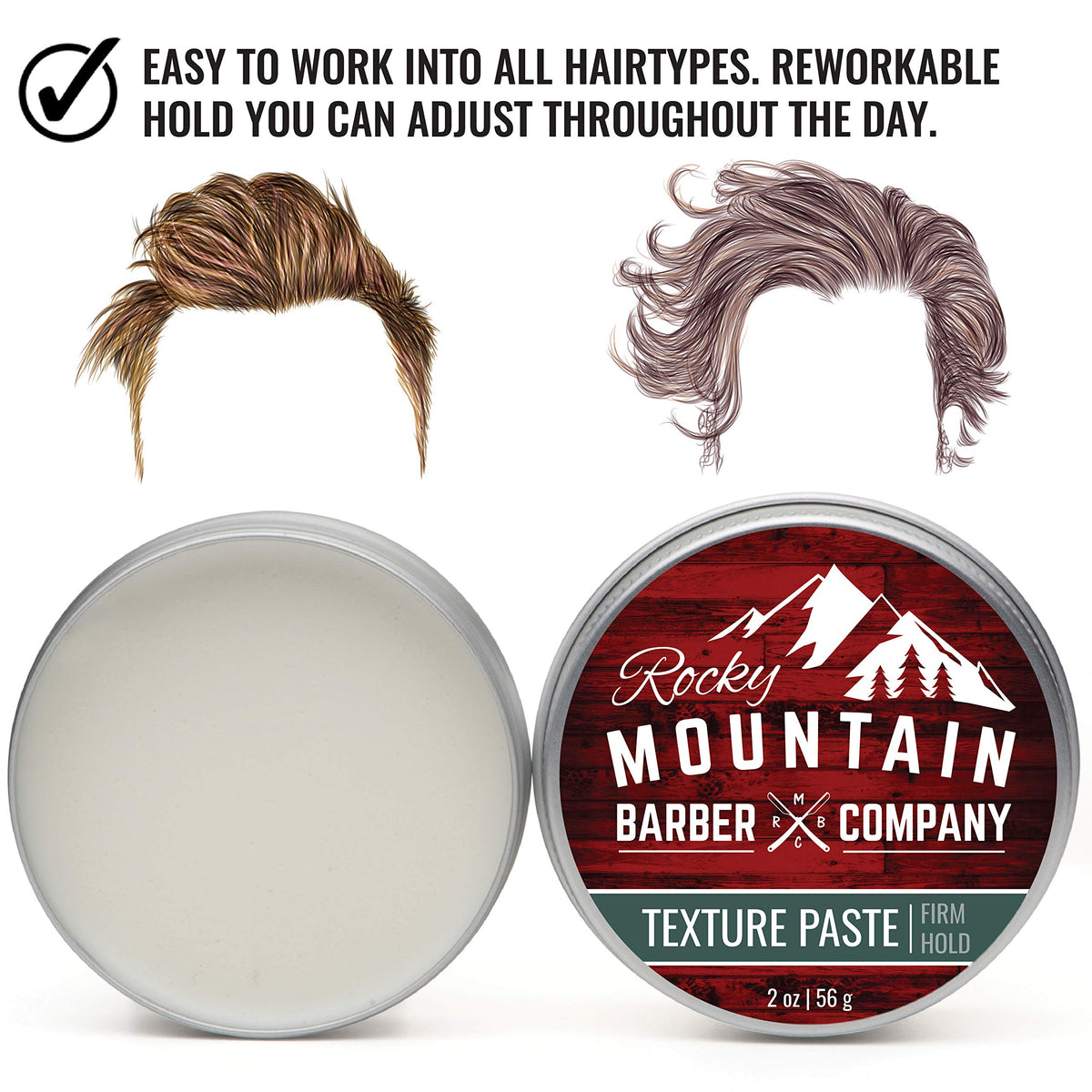 Rocky Mountain Barber Company paste texture close-up demonstrates workable hold.