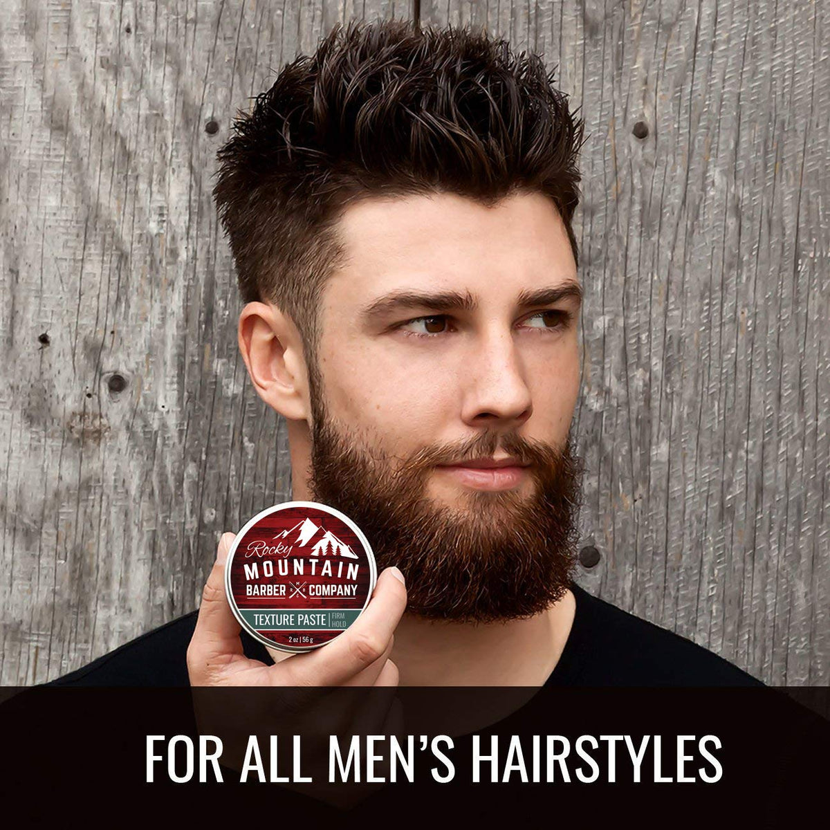 Rocky Mountain Barber Company paste hold close-up shows natural matte finish.