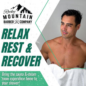 Steamers activated on the shower surface release bold eucalyptus peppermint scent.