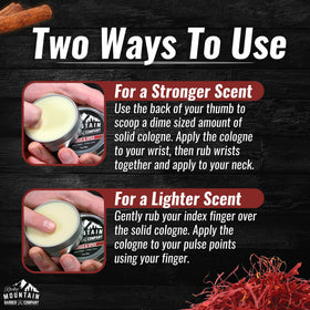 Woodsy spice base of Rocky Mountain Barber solid cologne