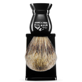 Rocky Mountain Barber stand drying upright for extended brush life.