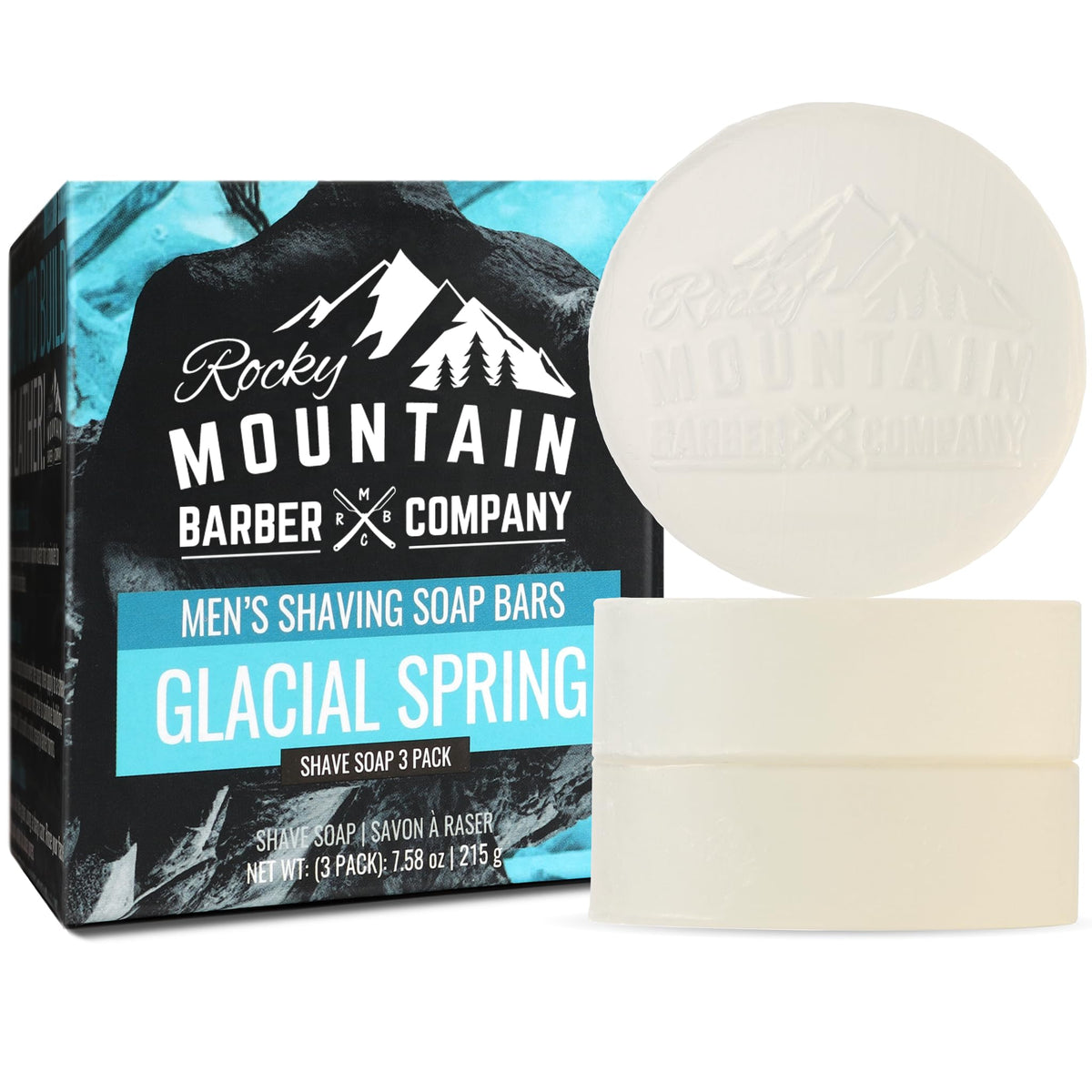 Rocky Mountain Barber Company three-pack shaving soap pucks deliver lasting hydration for a smooth shave