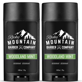 Rocky Mountain Barber Woodland Mint deodorant front view for all-day freshness.