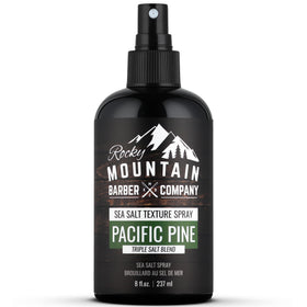 Rocky Mountain Sea Salt Spray bottle close-up for natural texture and beachy volume.