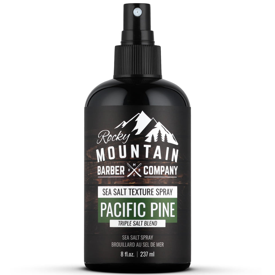 Rocky Mountain Sea Salt Spray bottle close-up for natural texture and beachy volume.