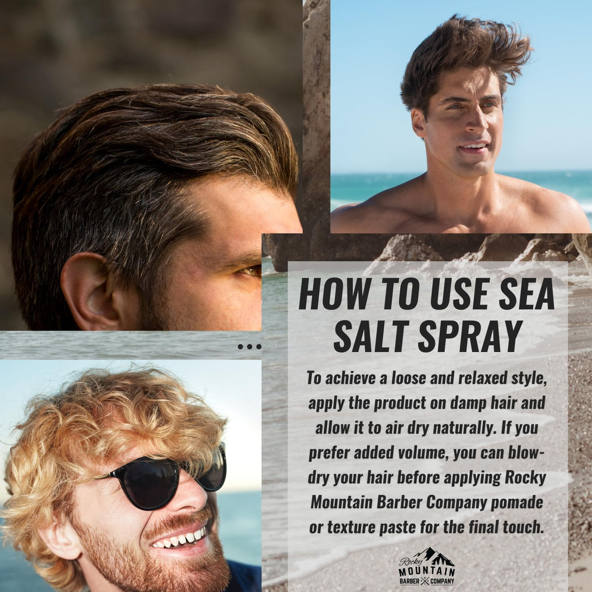 Mist on hair from Rocky Mountain Sea Salt Spray for waves and volume.