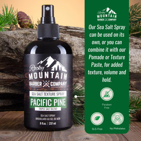 Styled hair showing natural texture with Rocky Mountain Sea Salt Spray.