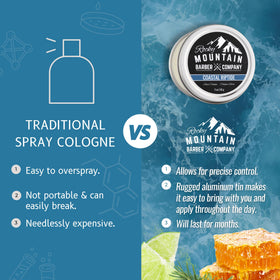 Rocky Mountain Solid Cologne Coastal Riptide packaging shows travel-friendly design.