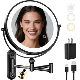 Rocollos 9-inch wall-mounted LED vanity mirror with clear full-face view