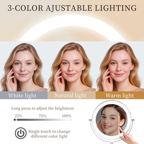 Rocollos mirror with stepless dimming and touch control for precise brightness.