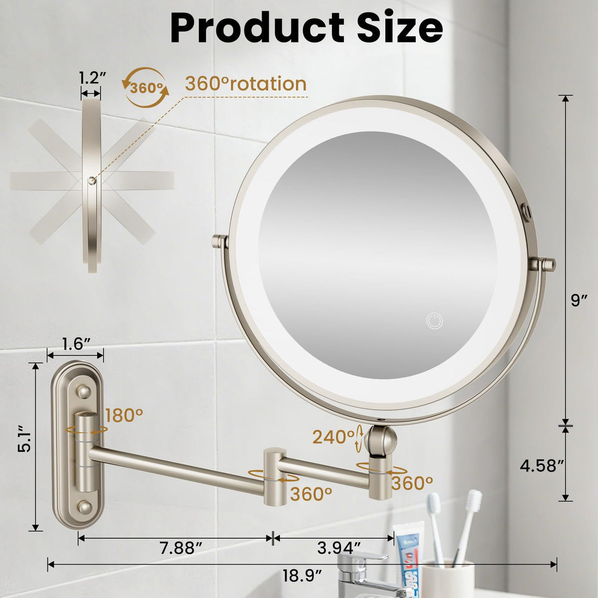 Rocollos double-sided 1X/30X magnifier for detailed eyeliner and eyebrow work.