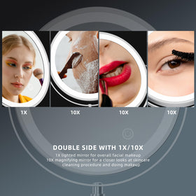 Rocollos mirror showing three color lighting modes for any scene