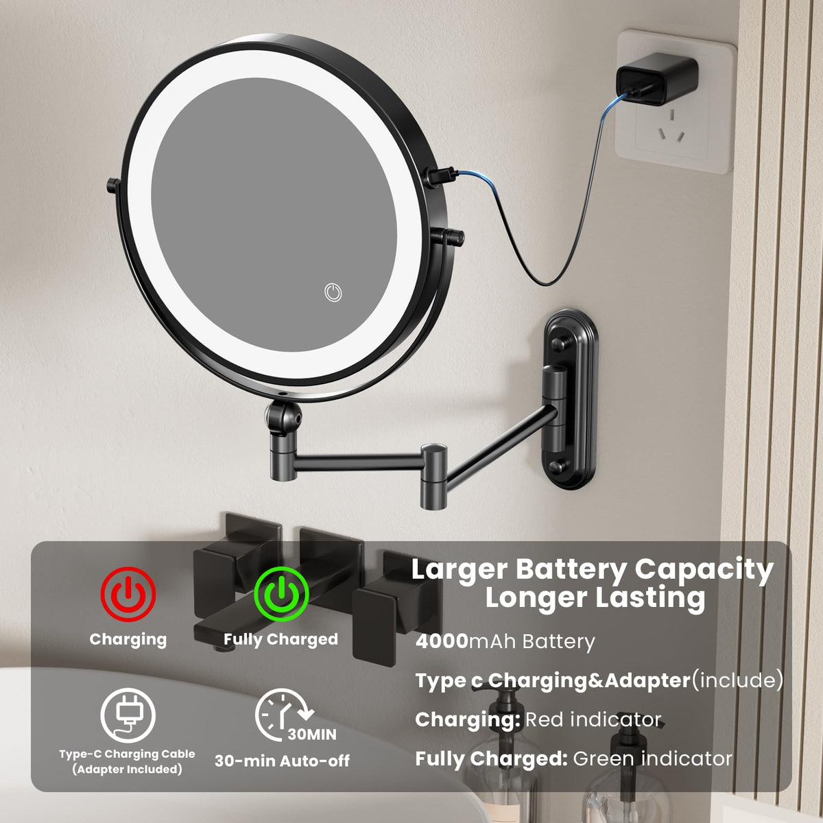 Rocollos three-color dimmable LED lighting for accurate makeup tones