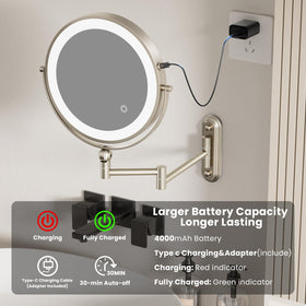 Rocollos triple-color dimmable LEDs adapt to day and night makeup routines.