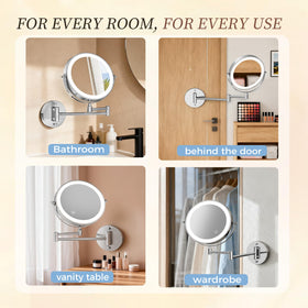 Rechargeable Rocollos mirror with USB-C cable for cord-free use.