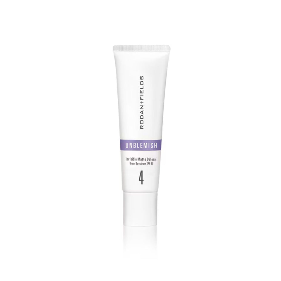 RODAN + FIELDS UNBLEMISH SPF 30 bottle with matte defense for daily sun protection