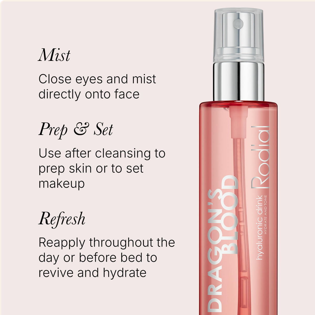 Rodial Dragon's Blood Hyaluronic Drink features K-beauty-inspired glow readiness.
