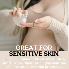 Roe Wellness baby bump hydration scene highlighting long- and short-term moisture.