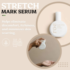 Roe Wellness Belly Serum application pump ready for quick, non-greasy absorption.