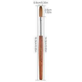 Rolabling nail brush with red wood handle for comfortable, steady professional use.