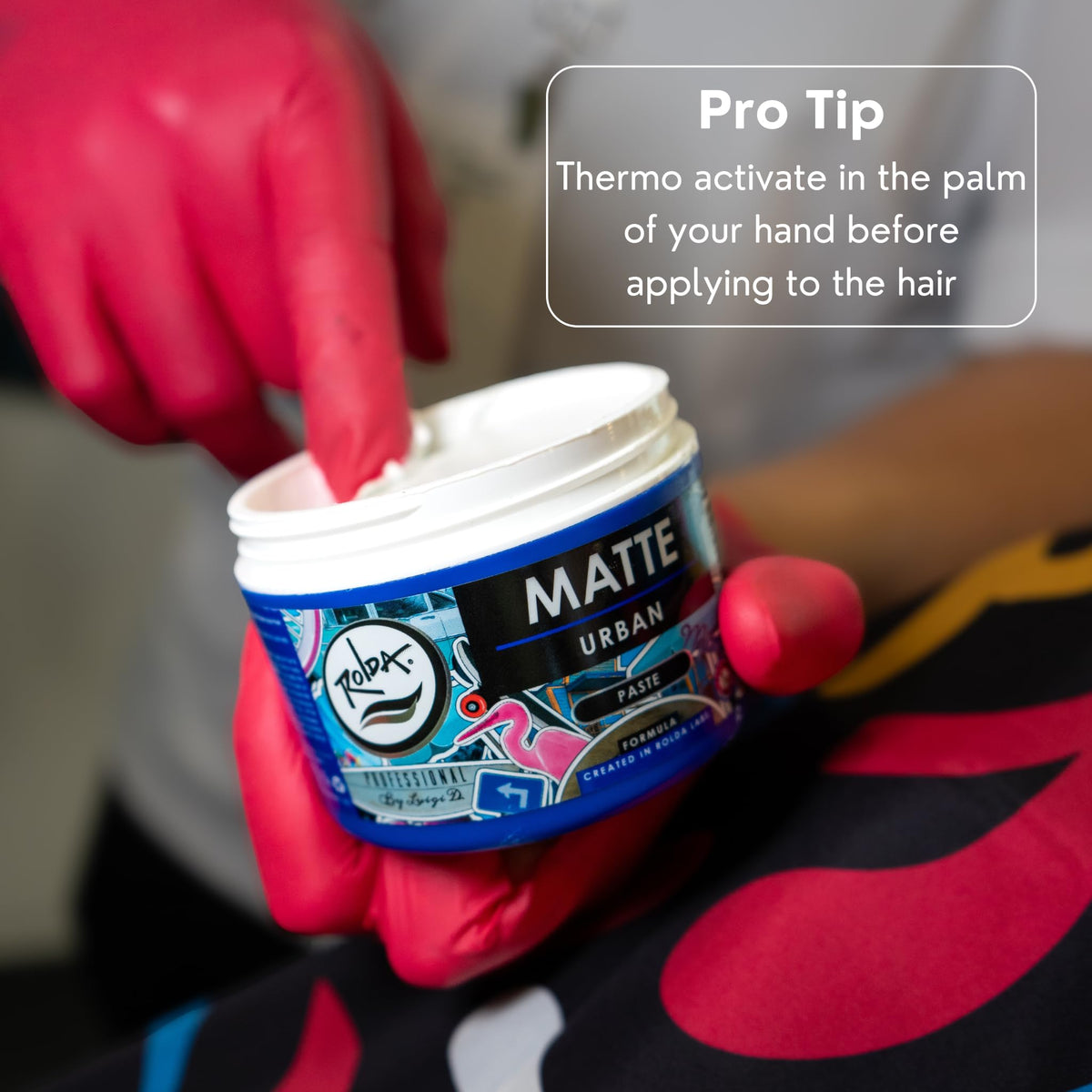 Rolda Matte Hair Paste used with a blow dryer for volume.