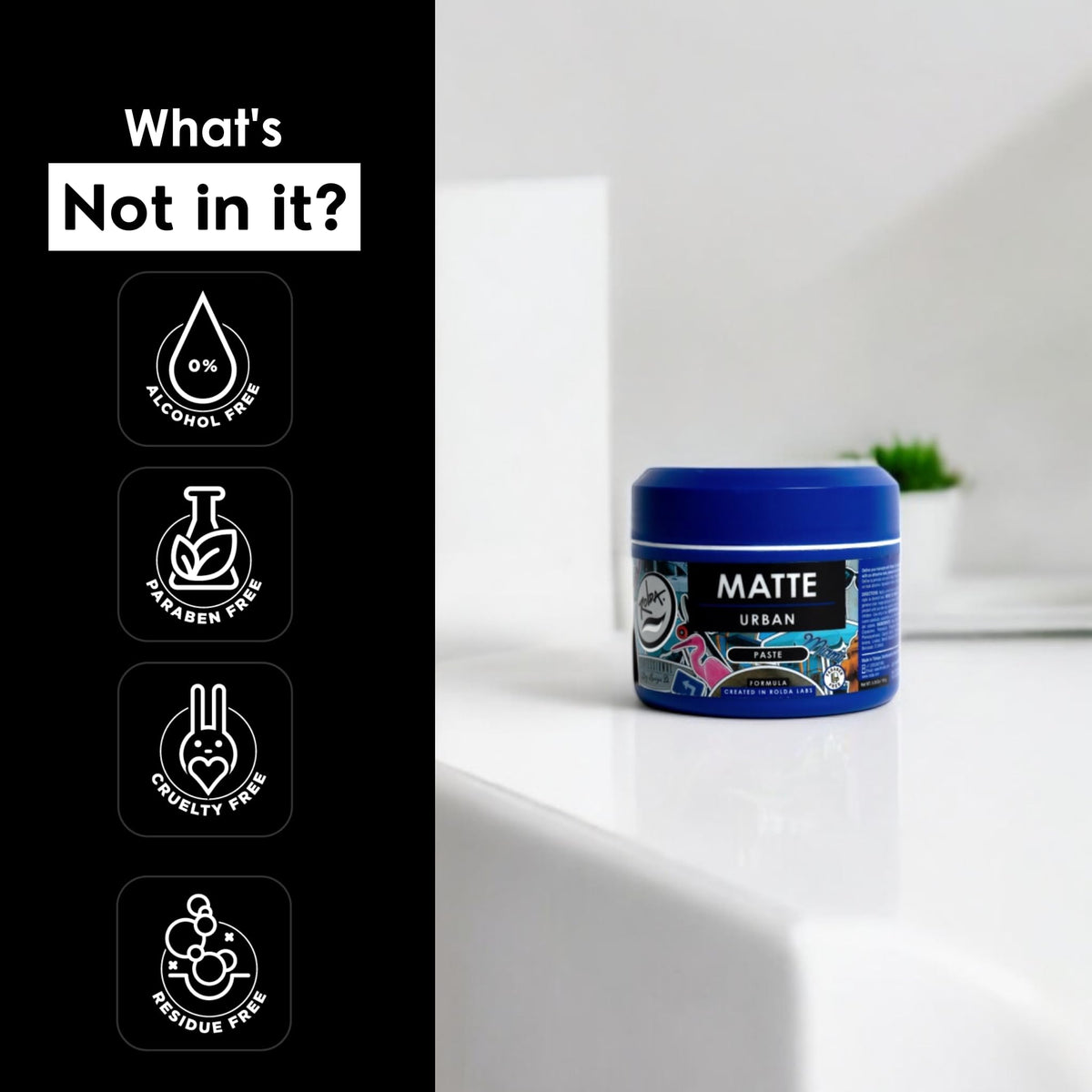 Rolda Matte Hair Paste for day refresh and flexible restyling.