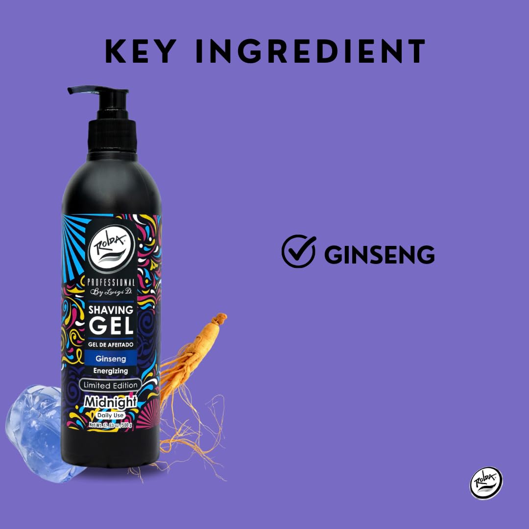 Rolda Midnight Ginseng clear gel on palm enables precise shaving