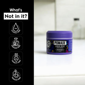 Rolda Midnight Pomade container with branding and accessible wash-out