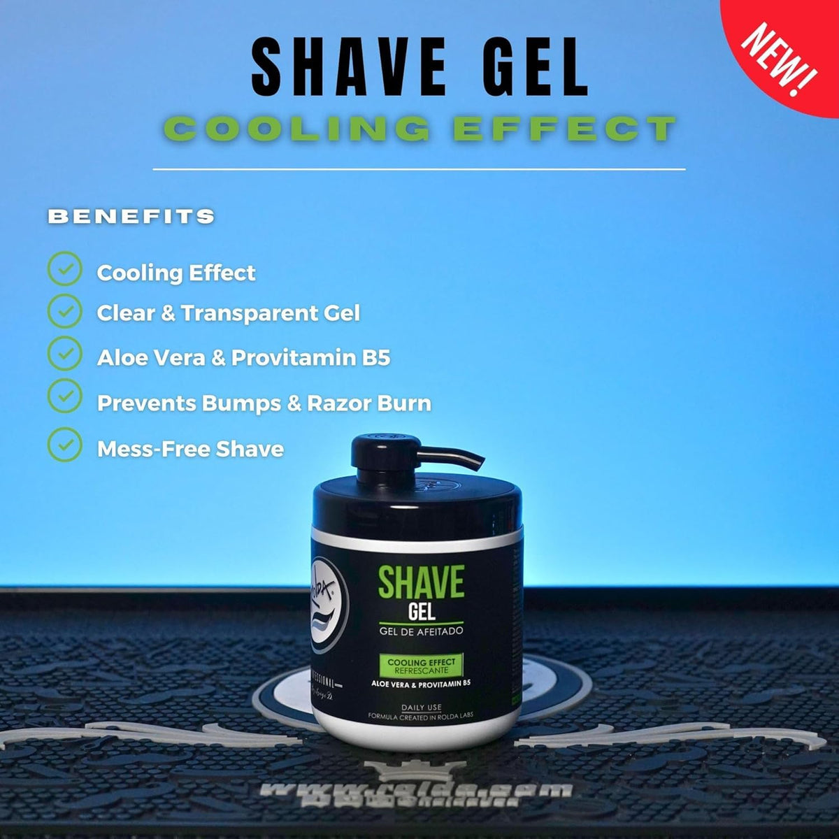 Rolda Refreshing Shave Gel bottle highlighting aloe vera hydration