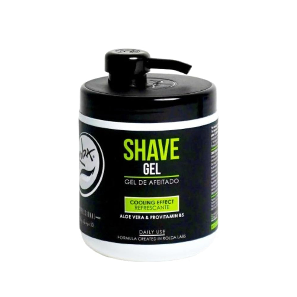 Rolda Refreshing Shave Gel bottle with clear formula for precise, clean shaving
