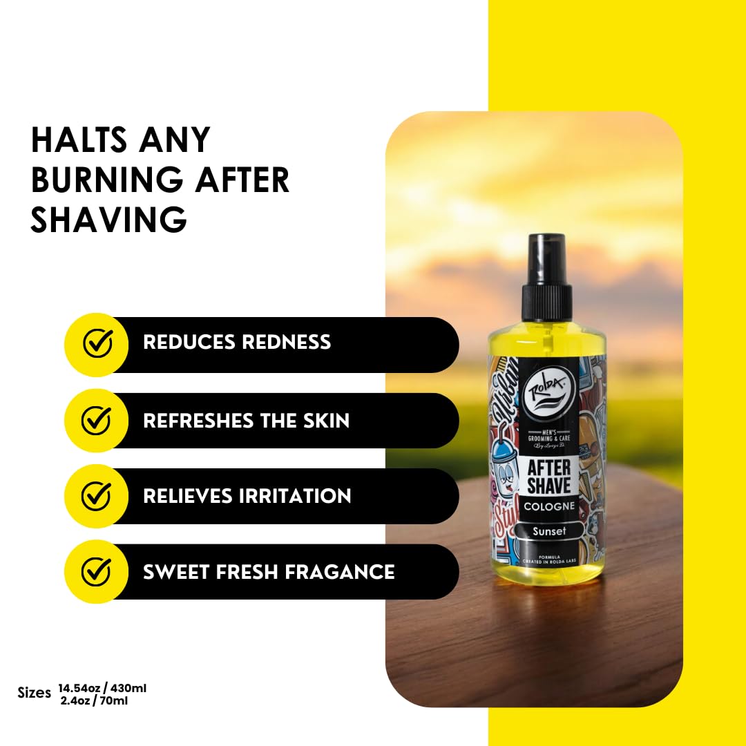 Rolda Sunset applying to skin demonstrates soothing post-shave care.