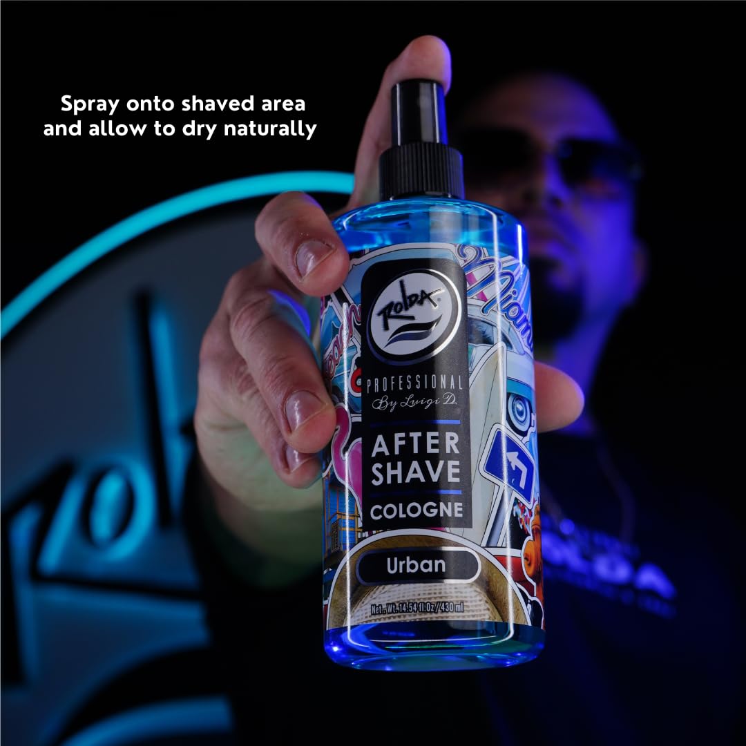 Rolda Urban After Shave Tonic spray action demonstrates quick refresh after shaving