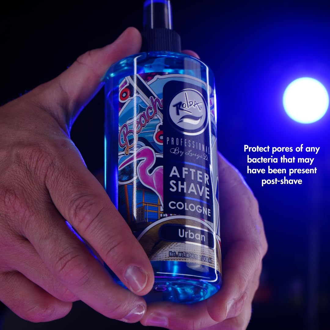Rolda Urban After Shave Tonic label close-up highlighting quality and free from parabens